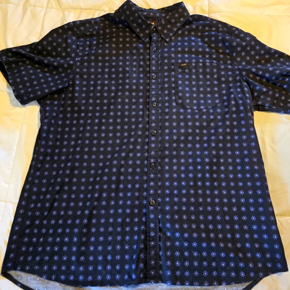 Men's Navy Blue Patterned Shirt